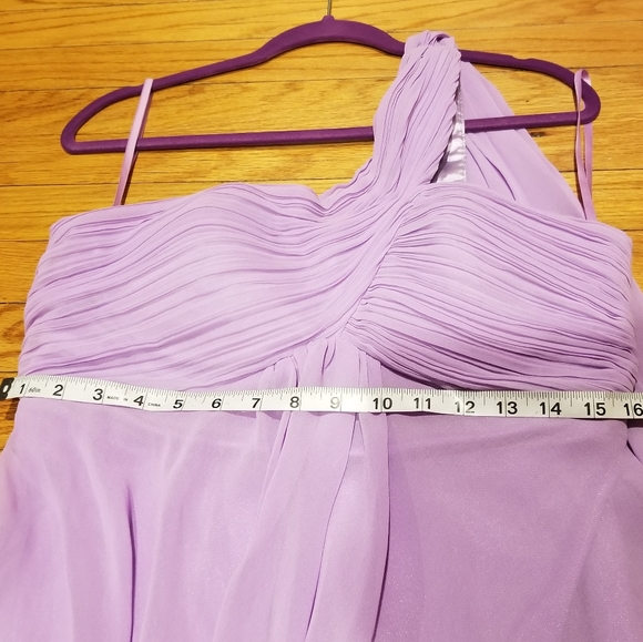 Ever-Pretty One Shoulder Chiffon Drape Mini Dress Lavender Purple Size 8 - Picture 6 of 8